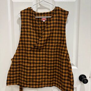 Kenzo Women's Plaid Sleeveless Blouse - Black and Orange